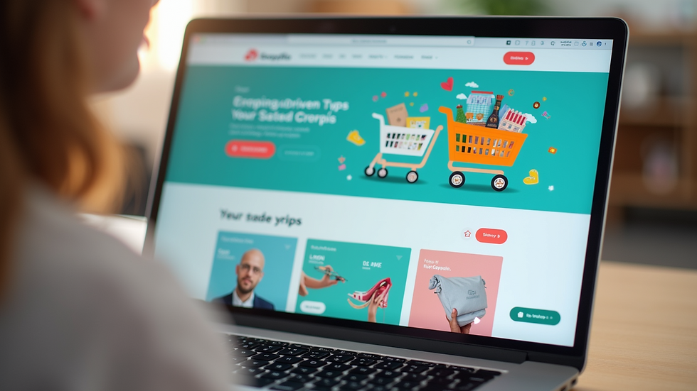 Eye-level view of a laptop screen showing an online shopping website