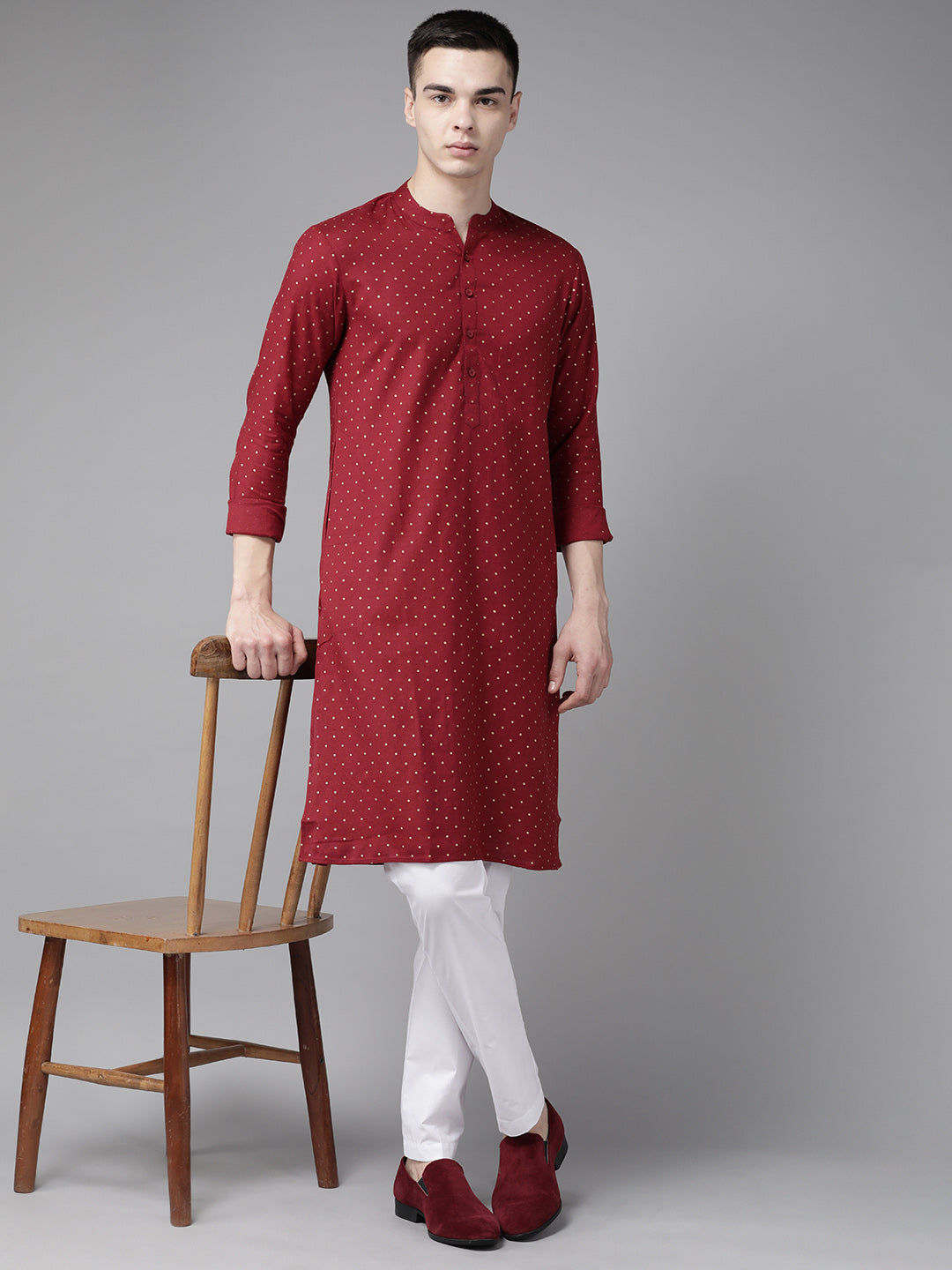 Maroon Gold Kurta Set