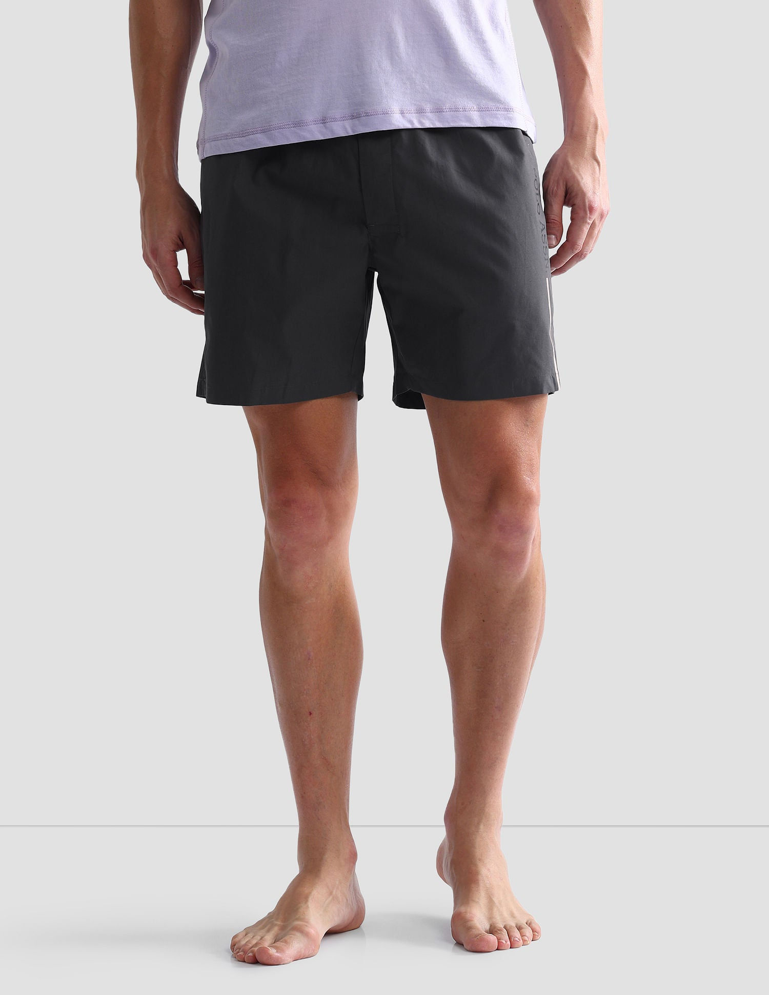 Mid Rise Solid IYAX Grey Shorts