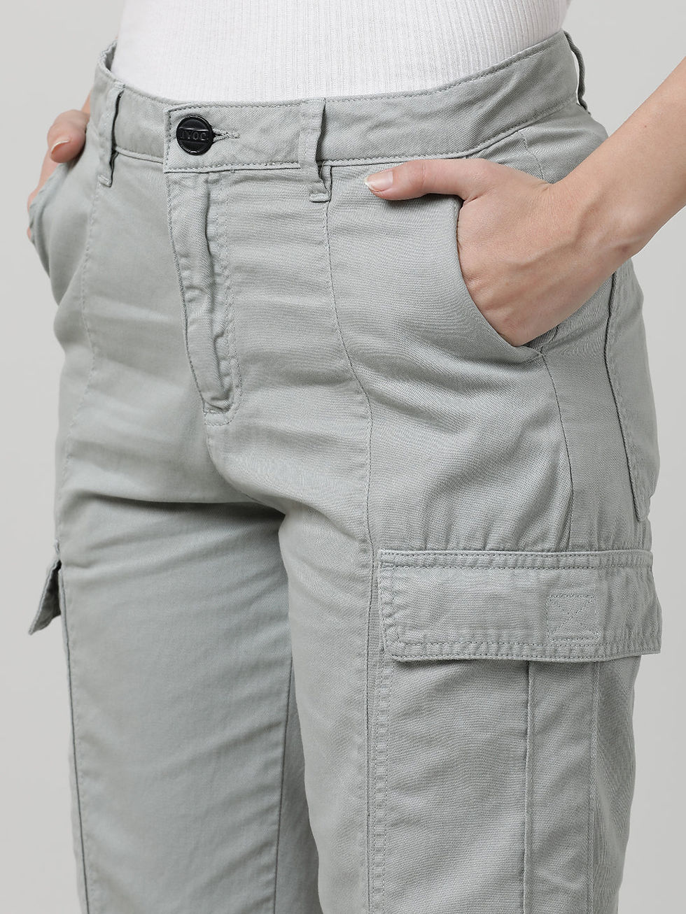 Thumbnail: Women Grey Cargo Trousers