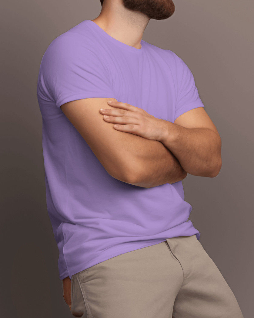 ClotheCraft Solid Men Round Neck Purple T-Shirt