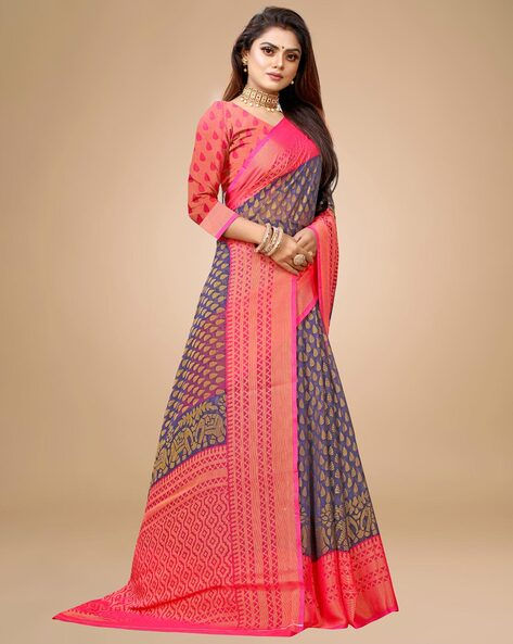 Traditional Saree with Zari Woven Motifs19