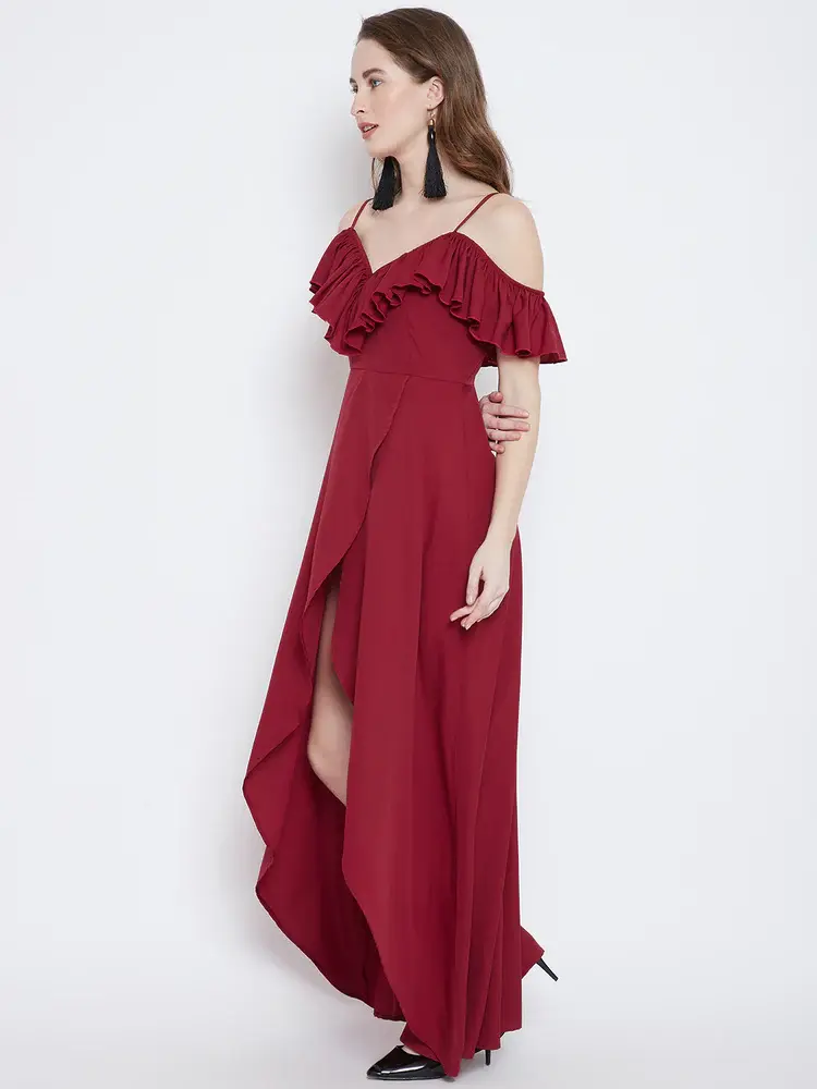 Women's Red Cotton Maxi Dress