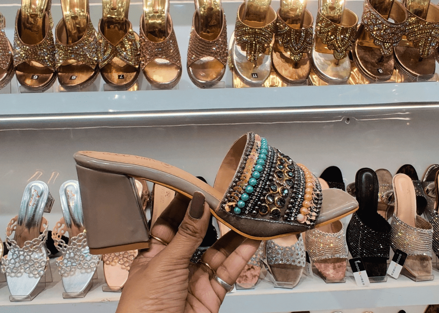 Jaipuri Stone Block Heel Sandals