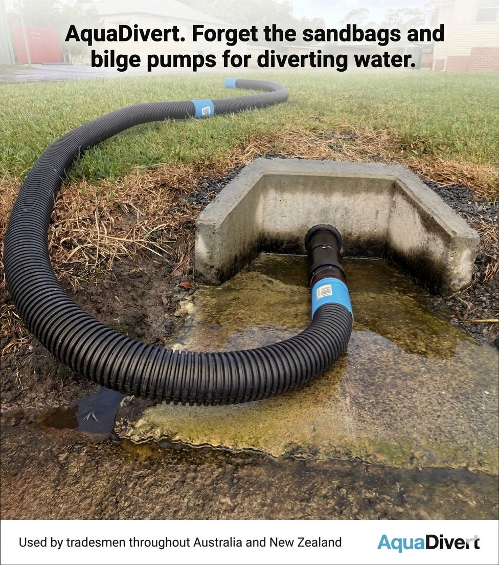 Thumbnail: AquaDivert ™adjustable water diverting tool + 2.5m hose suit 76-110mm outle