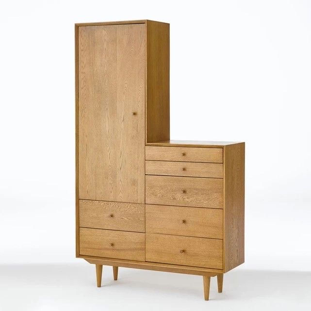 Drawer Cabinet with Clothes Hanger – All-in-One Teak Storage Solution