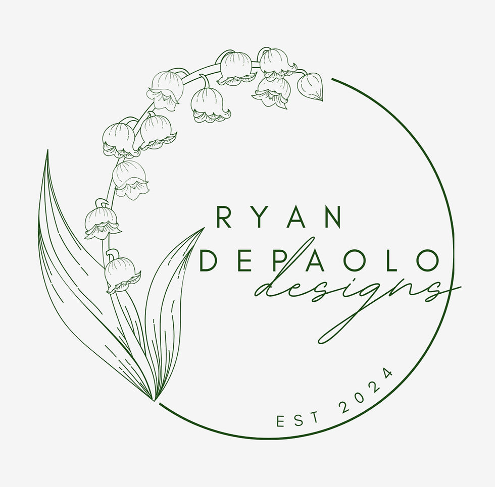 Logo for the emerging fashion brand Ryan DePaolo Designs, a slow fashion brand started by Ryan DePaolo that specializes in high quality lingerie and bridal wear