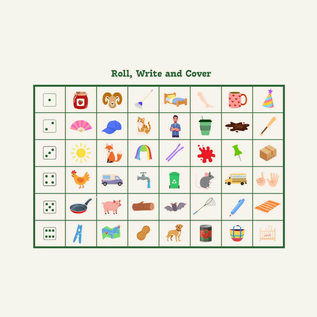 Roll, Write and Cover Boards - CVC Words