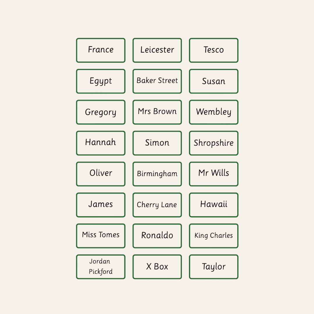 Feed the Monsters - Common Nouns, Proper Nouns, Abstract Nouns and Verbs (A3)