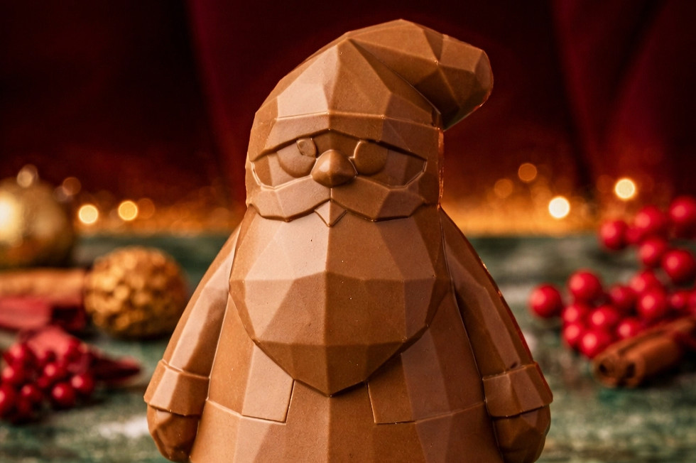Luxury Christmas chocolate figurine by Heirloom Chocolatiers crafted with premium chocolate in Dubai