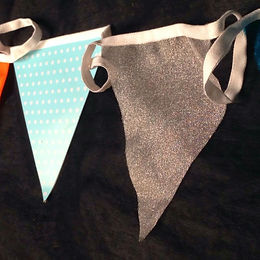 Bunting - Fun polka dot blues with orange and grey