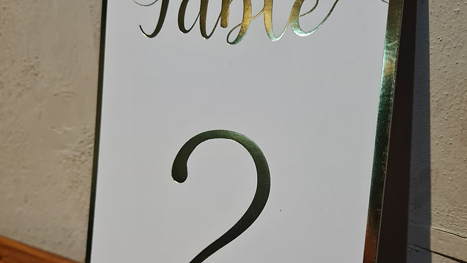 Table Number Card - Foil Lettering