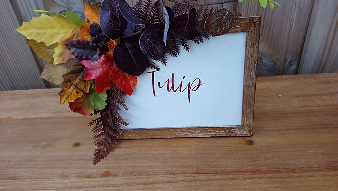 Table Number - Table Name - wooden frame