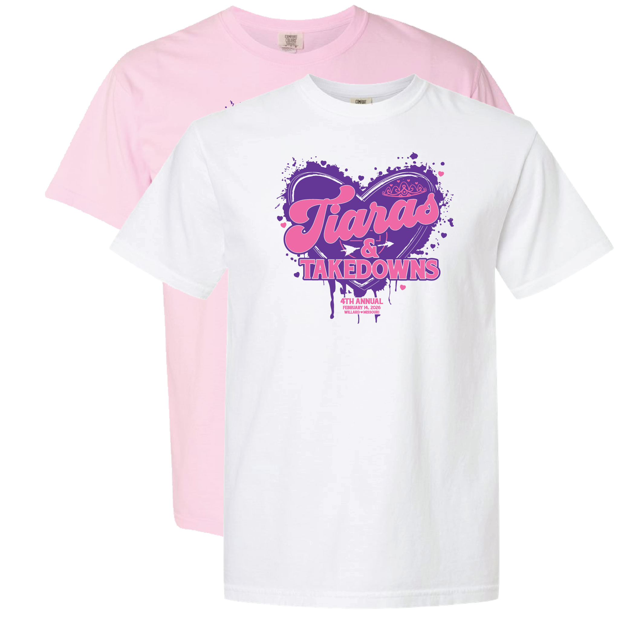 Tiaras and Takedowns Comfort Colors Event Tee
