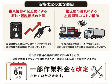 価格改定のお知らせ📢 材料費高騰に伴うご案内