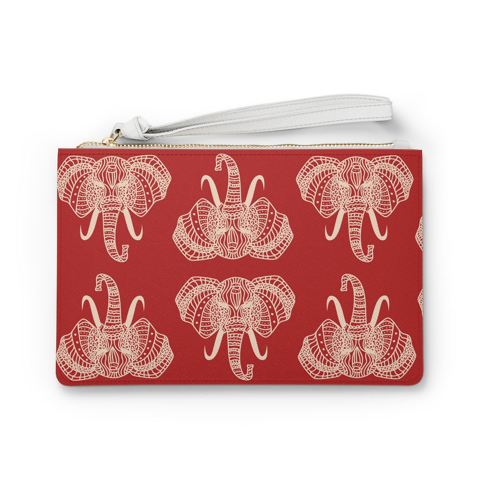 Thumbnail: Crimson and Cream Elephant Clutch
