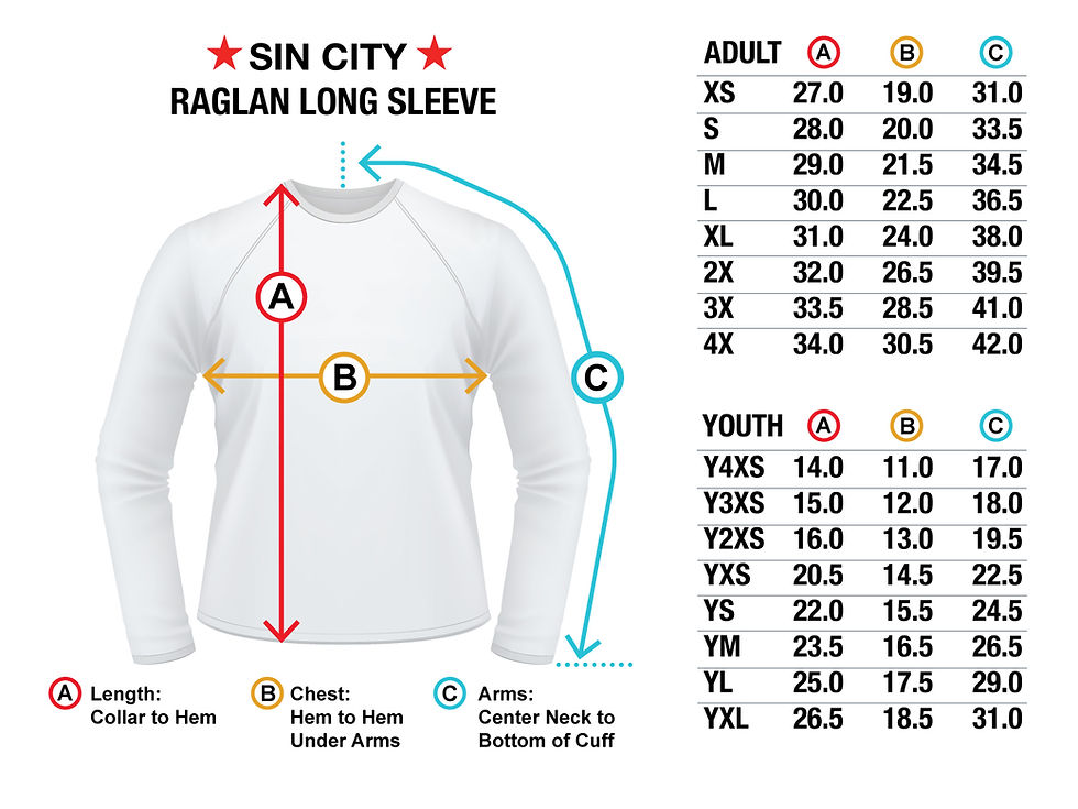 Thumbnail: Sin City Raglan Jersey Size Chart