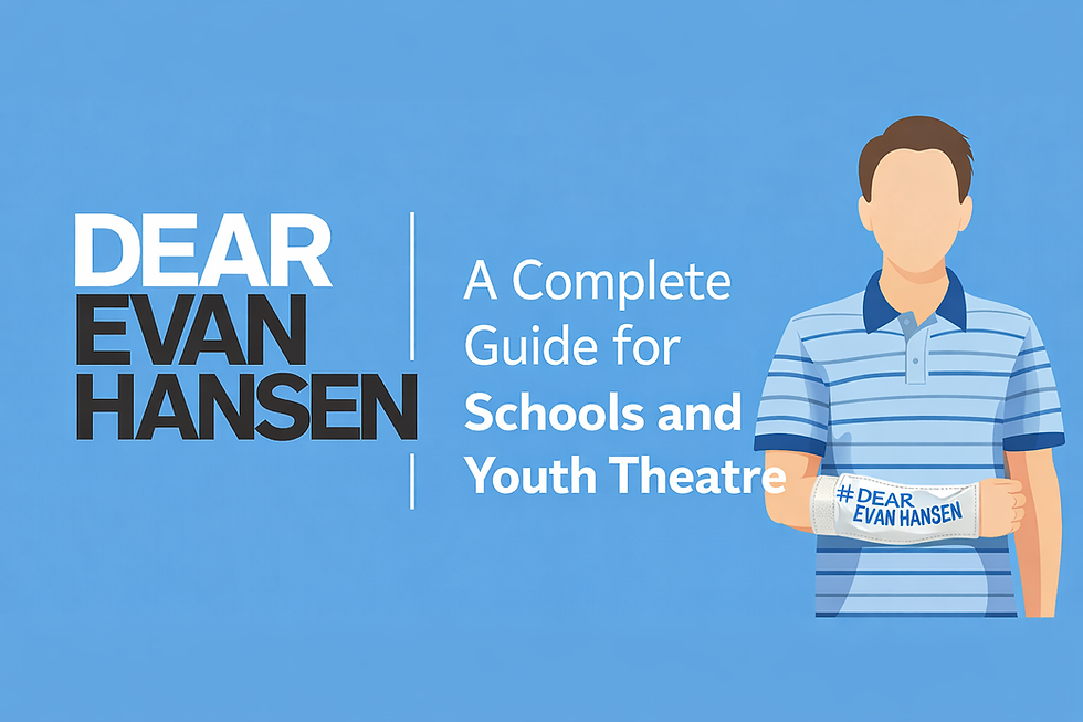 Landscape flat-style promotional banner for Dear Evan Hansen: A Complete Guide for Schools and Youth Theatre