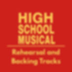 High School Musical graphic with bold yellow text on red background