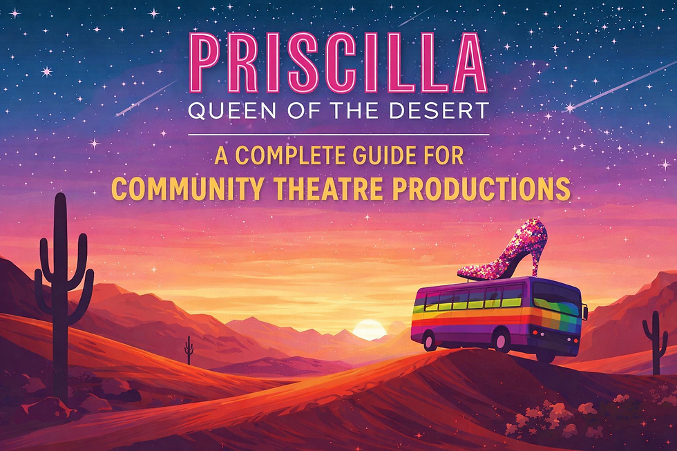 illustration promoting Priscilla Queen of the Desert for community theatre productions