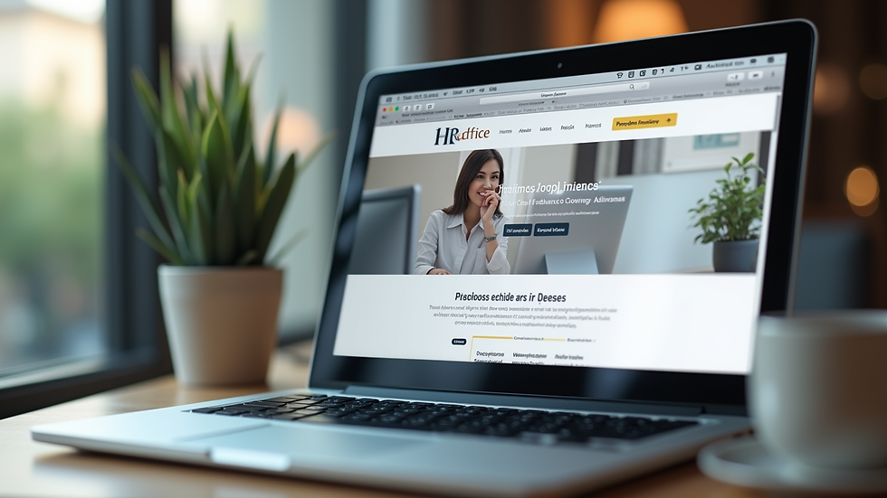 Close-up view of a laptop screen showing an HR advice website