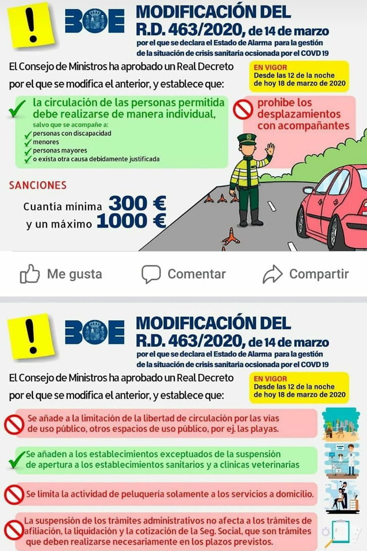 Modificacion del RD 463-2020 de 14 de ma