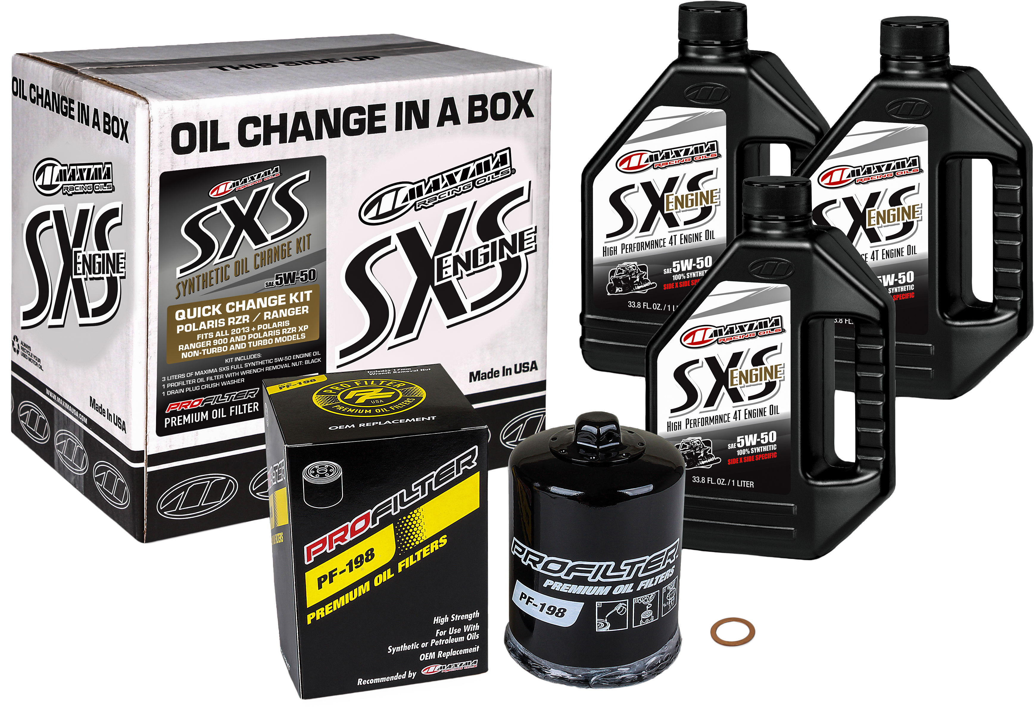 MAXIMA - SXS OIL QUICK CHANGE KIT 5W50 WITH BLACK OIL FILTER - 90-189013