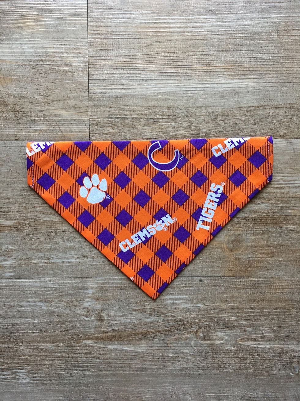 Thumbnail: Clemson Buffalo Plaid Dog Bandana or Bow Tie