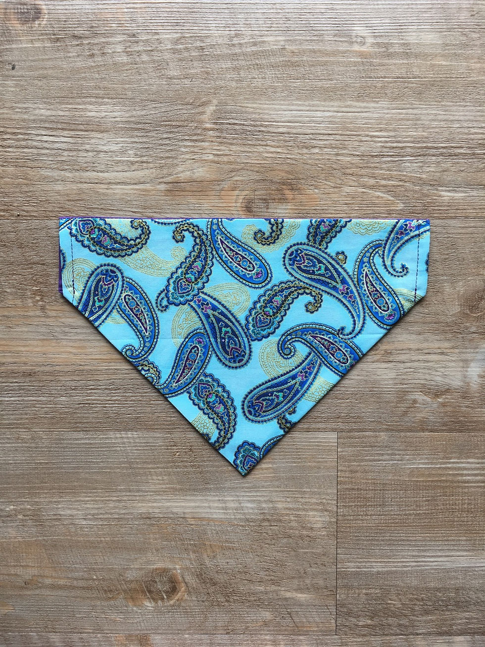 Thumbnail: Blue Gold Paisley Dog Bandana or Bow Tie