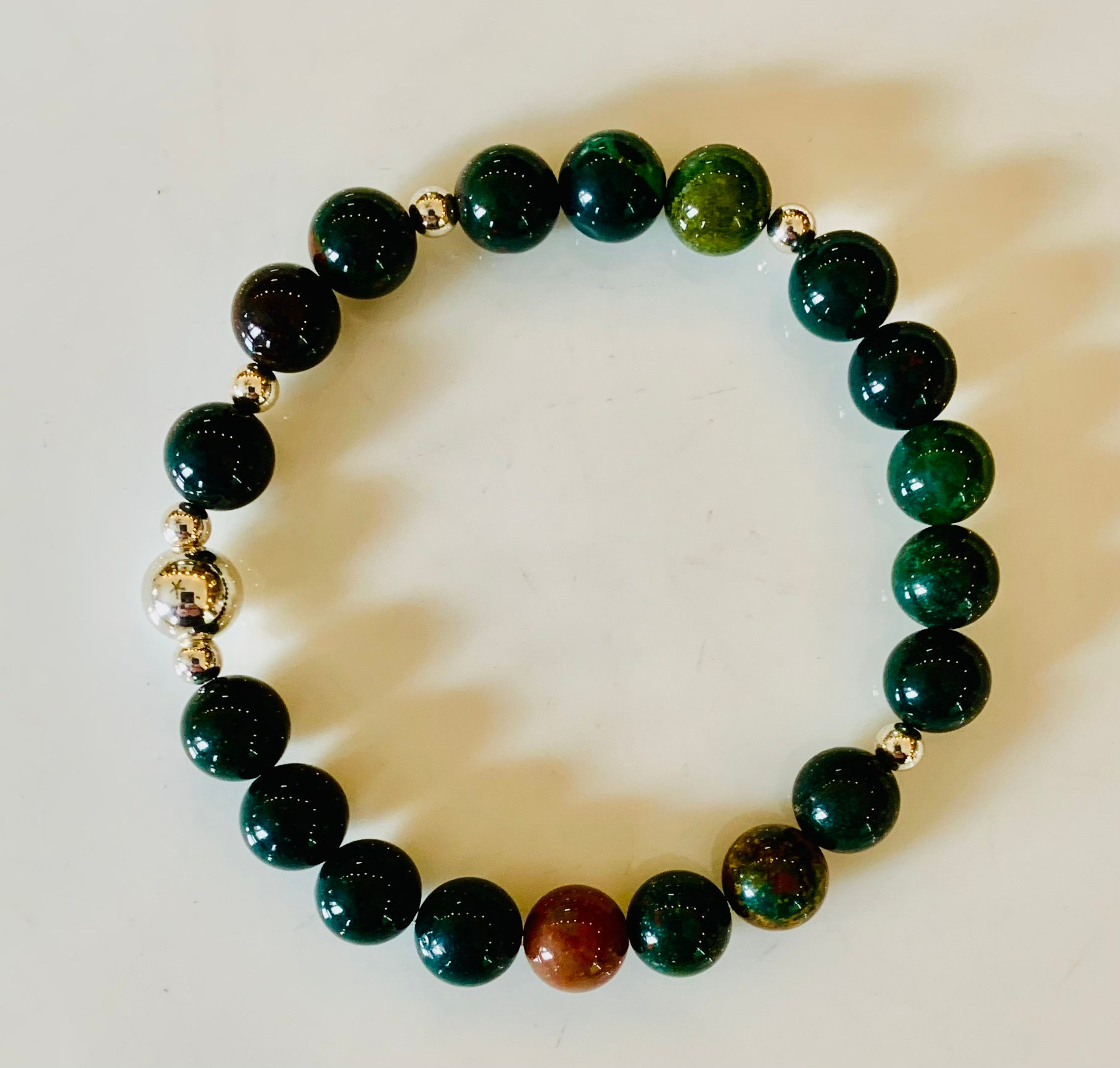 Bloodstone with Sterling Silver Bracelet