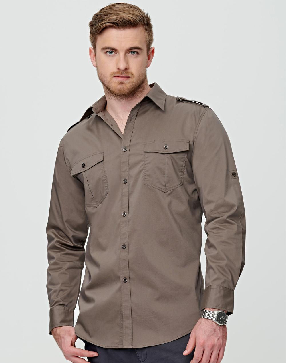 Mens Long Sleeve Military Shirt