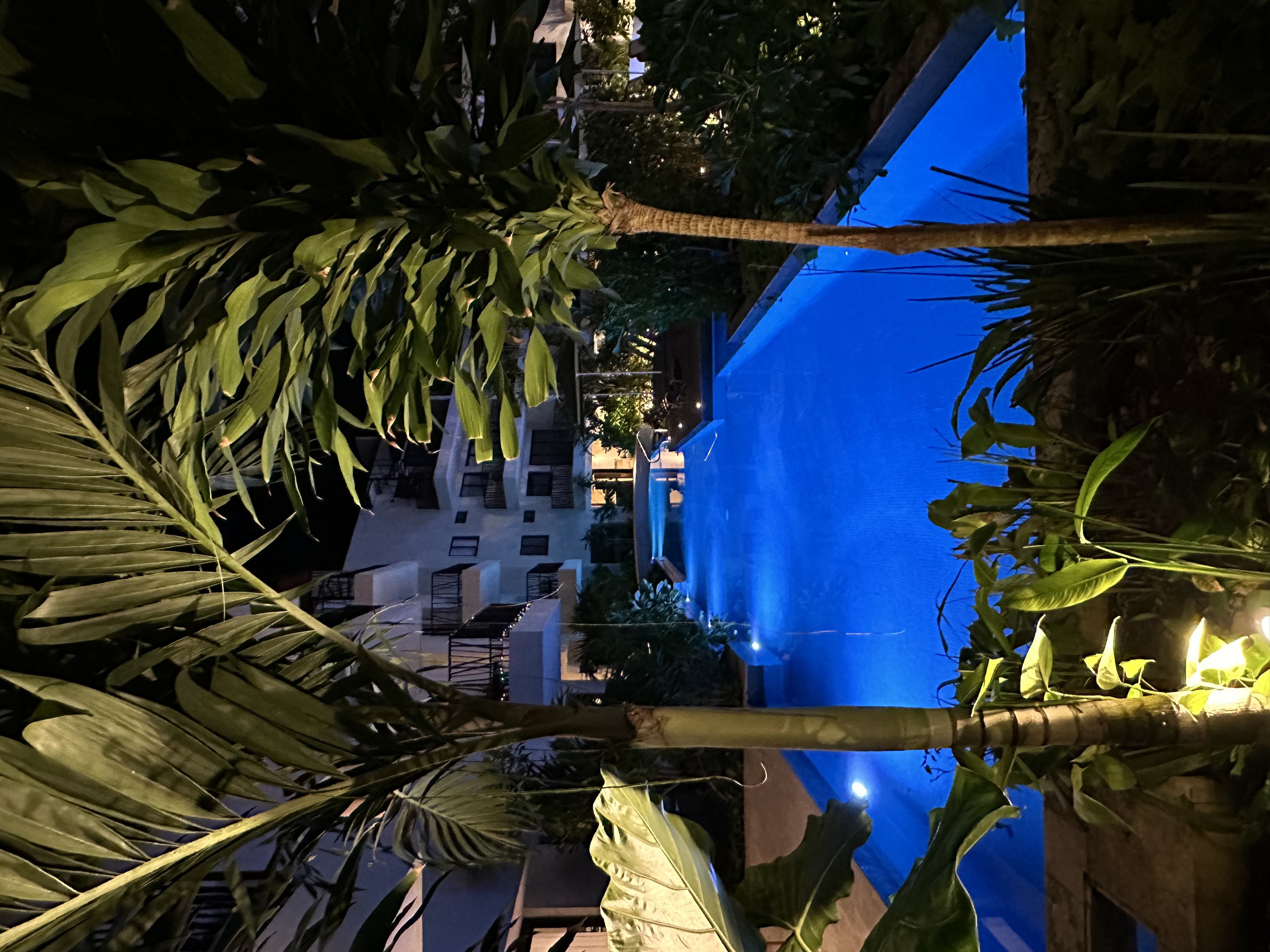 Costa Caribe Tulum pool at night