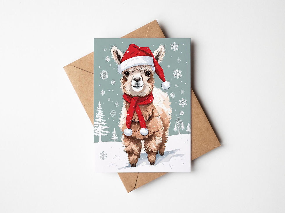 Cute Winter Alpaca Christmas Card