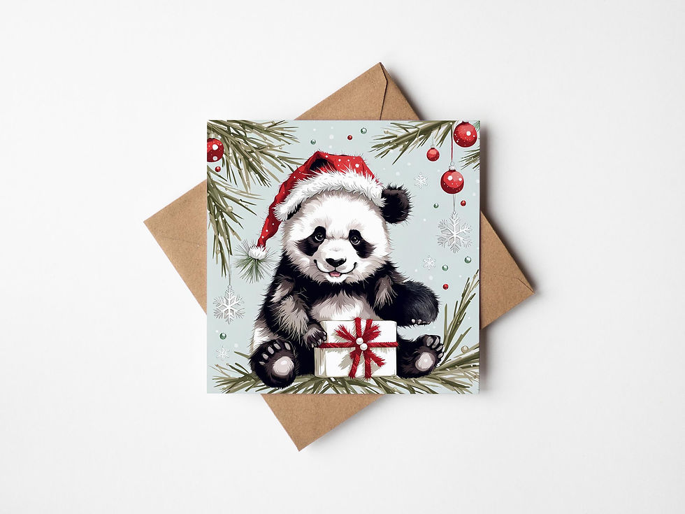 Cute Happy Panda Christmas Card