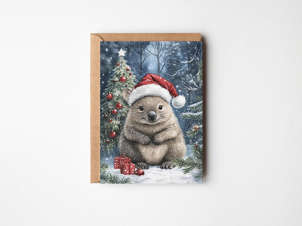 Thumbnail: Santa Hat Wombat Christmas Card