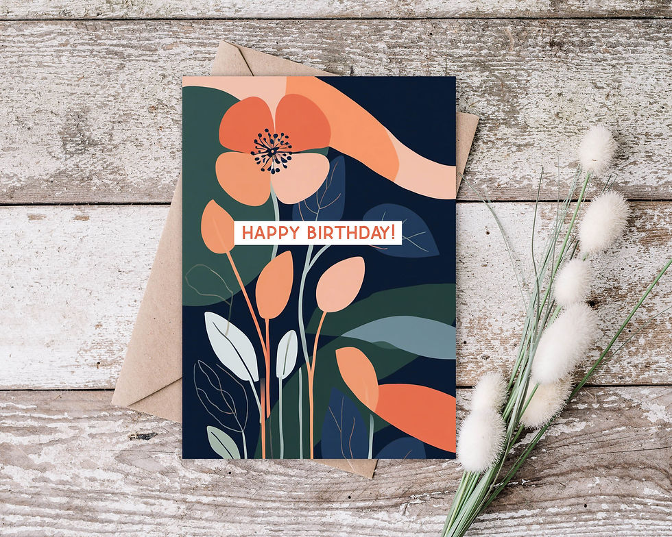 Thumbnail: Birthday Card - Contemporary Minimal Design, happy birthday on the front, with kraft envelope