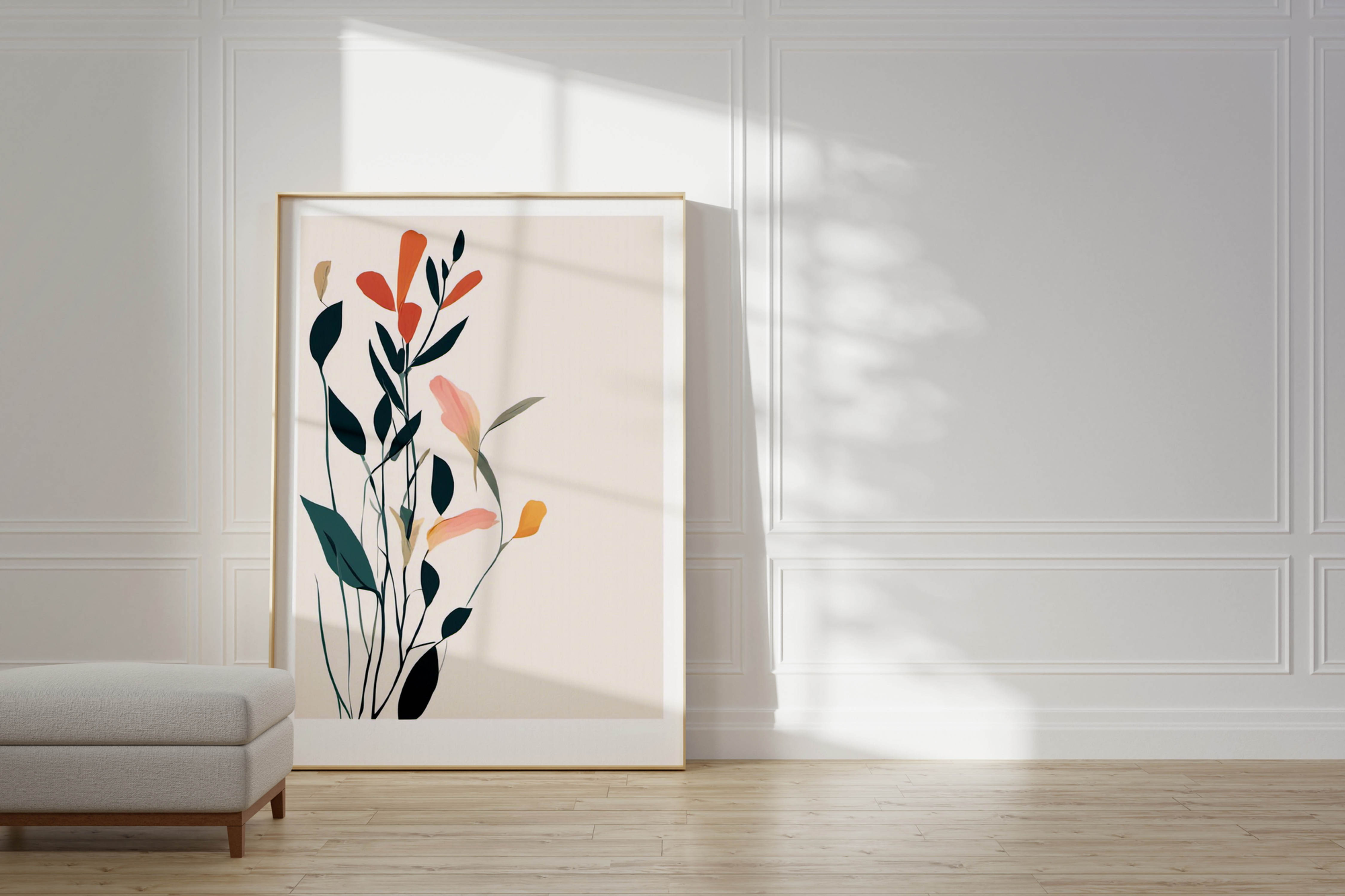 Minimalist Botanical Wall Art, Floral, Neutral Colours