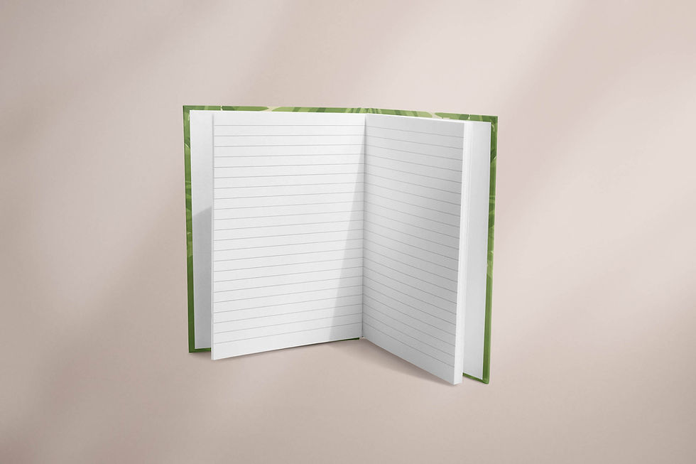 Thumbnail: Sweet Panda in The Jungle A5 Notebook, open with lined pages showing