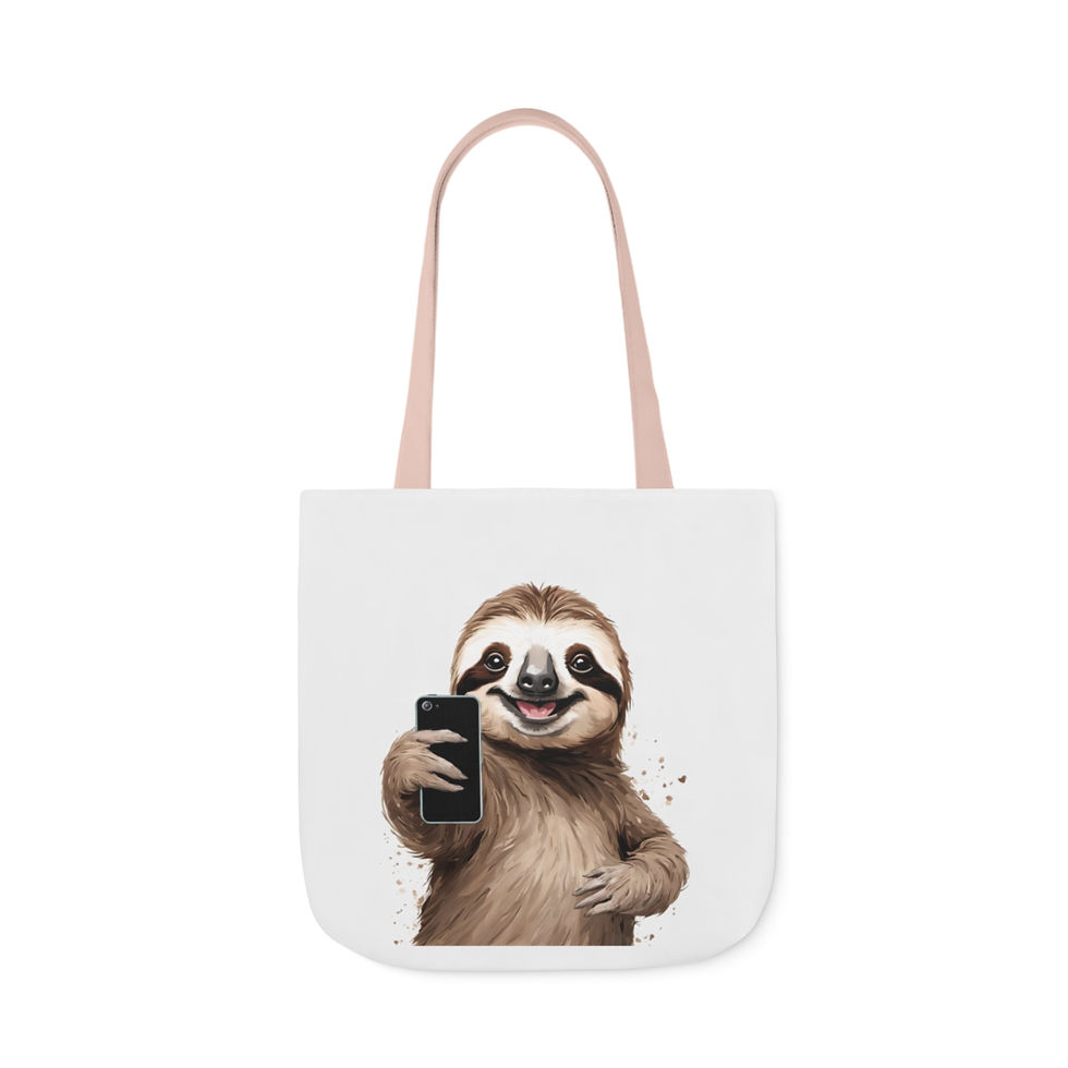 Thumbnail: Selfie Sloth Polyester Canvas Tote Bag 