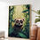 Thumbnail: Slow Loris Jungle Wall Art, loris in abstract design, peering through jungle, framed leaning against the wall