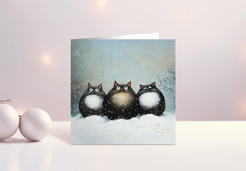 Three Fat Cats Christmas Card