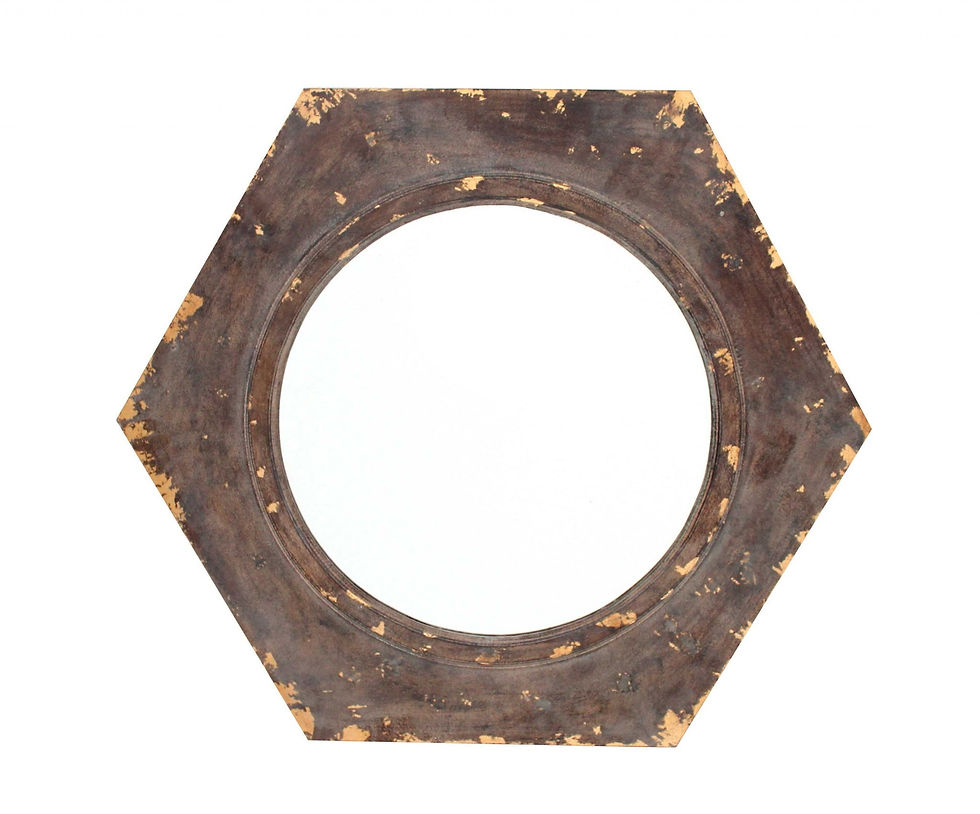 Thumbnail: 23.5 x 27 x 3.5 Bronze Vintage Round Hexagon Frame - Cosmetic Mirror