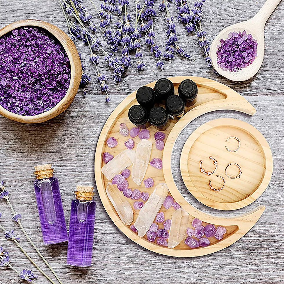 Crystal Display Wooden Sun & Moon Tray Decor For Jewels Stones