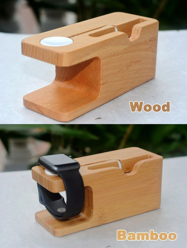 Thumbnail: Bamboo Apple Watch Charger Holder & iPhone Holder