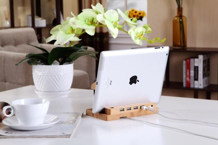 Thumbnail: Bamboo Docking Station With 4 USB Port