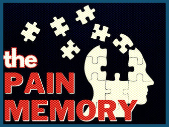 The silhouette of a head that is made of puzzle pieces, with some of the pieces separated from the rest. Text overlays that reads: The Pain Memory