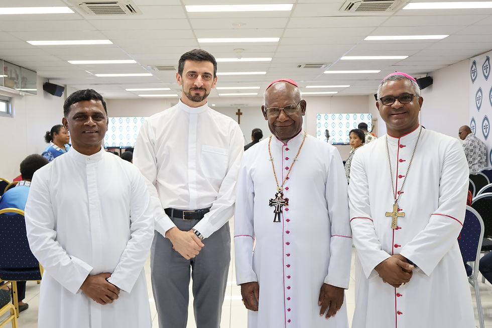 From left to right: CBC General Secretary Rev. Fr Lawrence Arockiaraj, outgoing Secretary of the Apostolic Nunciature Monsignor Federico Boni, CBC President Bishop Otto Separy and CBC Vice President Bishop Rozario Menezes SMM.