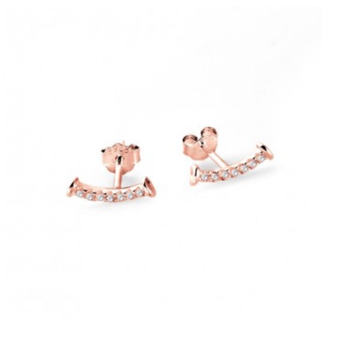 Curved CZ Bar Stud - Rose Gold