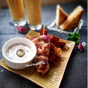 Grilled lemon chicken serve with grilled potatoes and jalapeno mayo dip