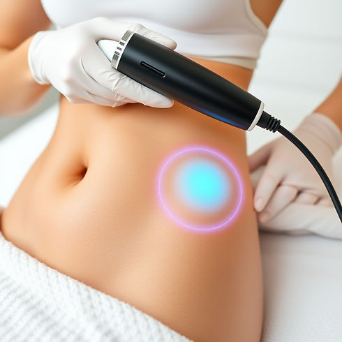 RF skin tightening and fat melting available.